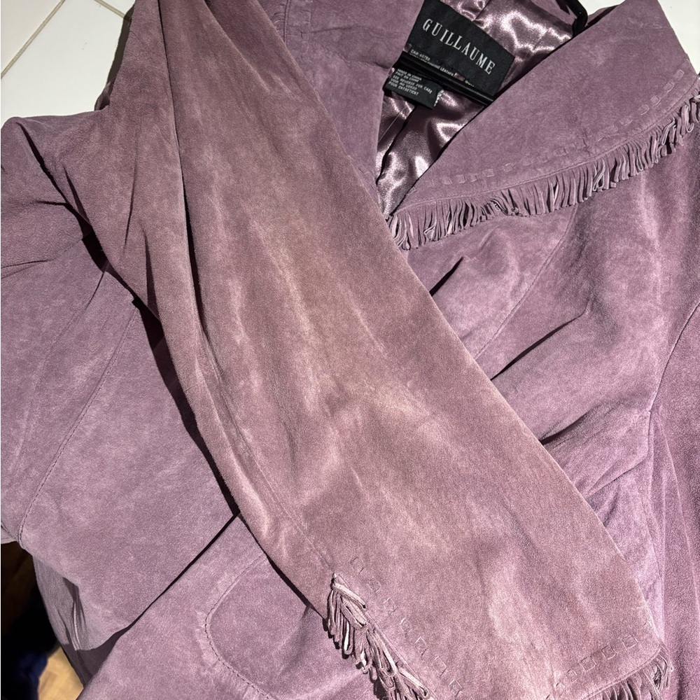 Lavender Suede Fringe Collar Jacket - Picture 12 of 13